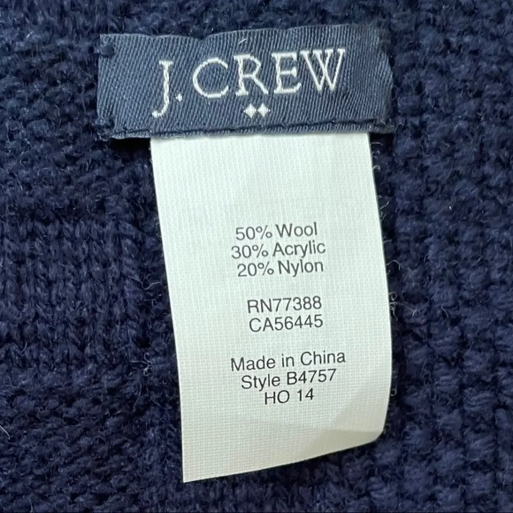 J Crew Navy Blue Wool Blend Checkered Weave Unisex Muffler Scarf